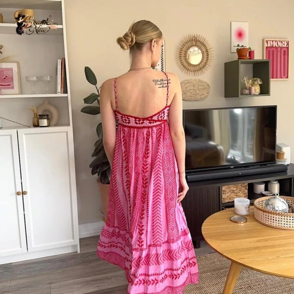 Polyester Maxi Dress Crochet Patchwork Sleeveless… - image 4